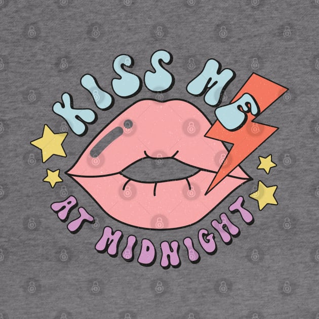 Kiss me at midnight Retro Lip New Years Eve Gift by BadDesignCo